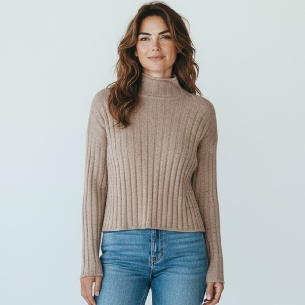Madewell Evercrest Turtleneck Donegal Sweater Women's XS Blush Pink Wool Blend